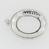 14K White Gold Semi Mount Pendant Setting Oval OV 18x13mm Solid - Syzjewelry